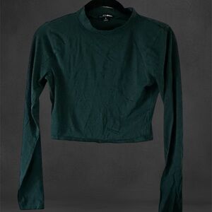 Dark green cropped long sleeve top fashion nova small